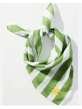 New! Anthropologie Celadine Green Striped Square Scarf NWT